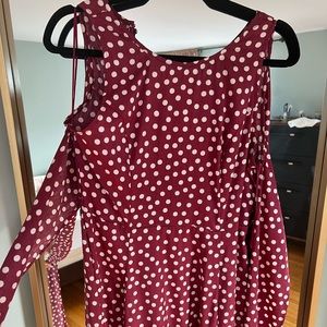 Open back polka dot wrap dress